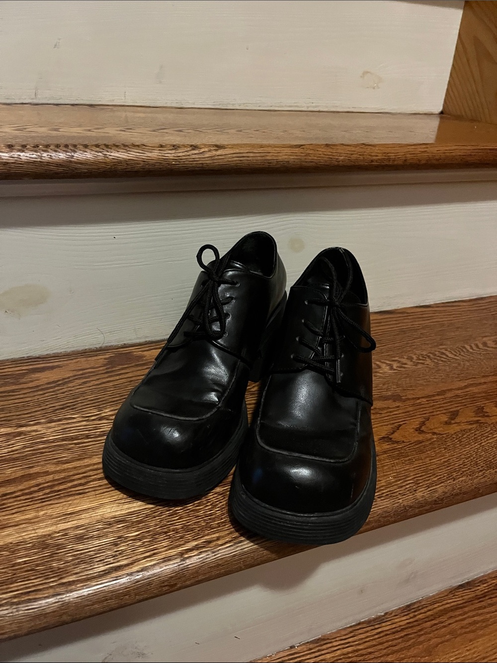 Esprit Black Platform Lace-Up Heels